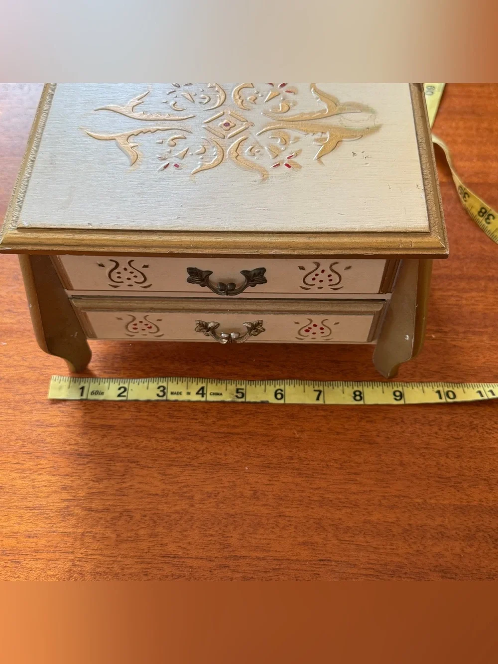 Vintage HOLIDAY IMPORTS, INC. San Francisco Wooden Florentine Jewelry Box